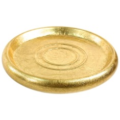 Gold Finish Round Soap Dish in Pottery
